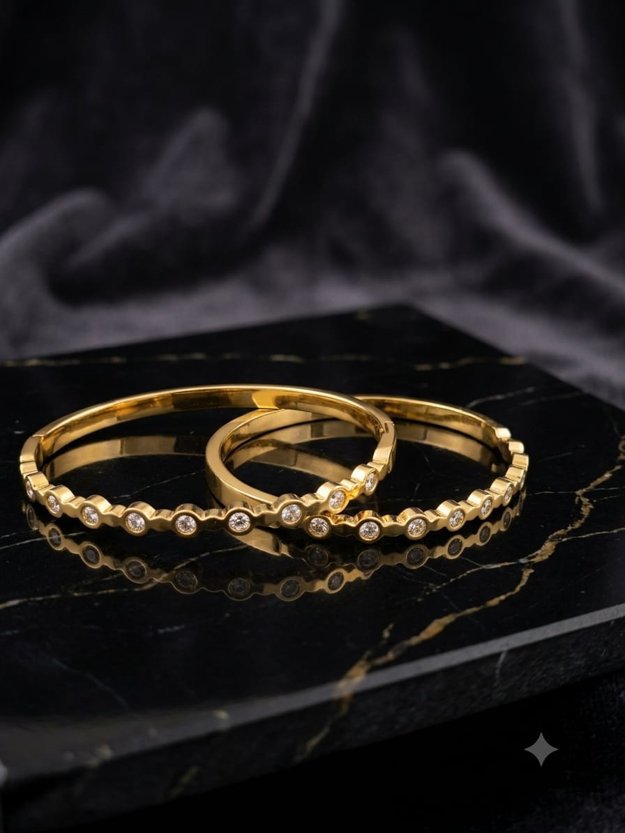 Dainty Crystal-Dot Kada Pair