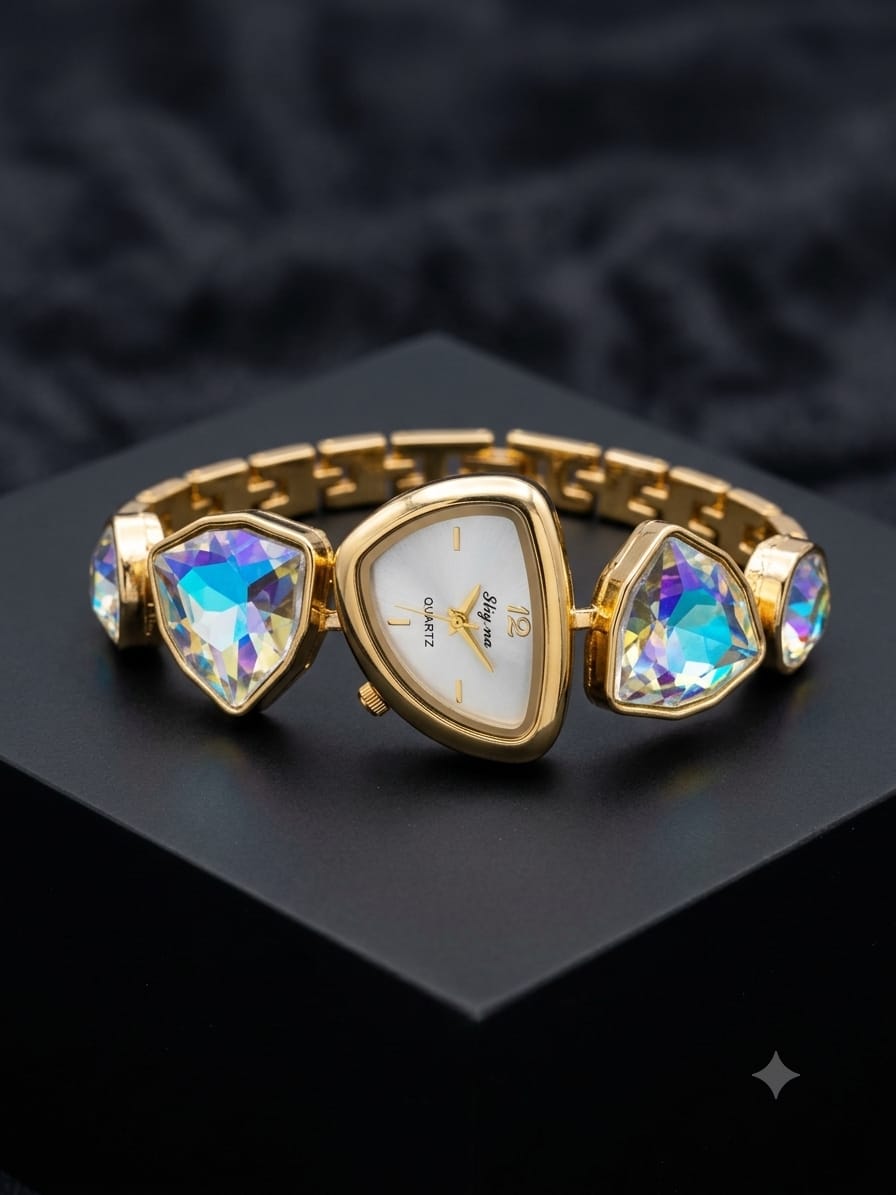 Iridescent Prism Gold Statement Watch