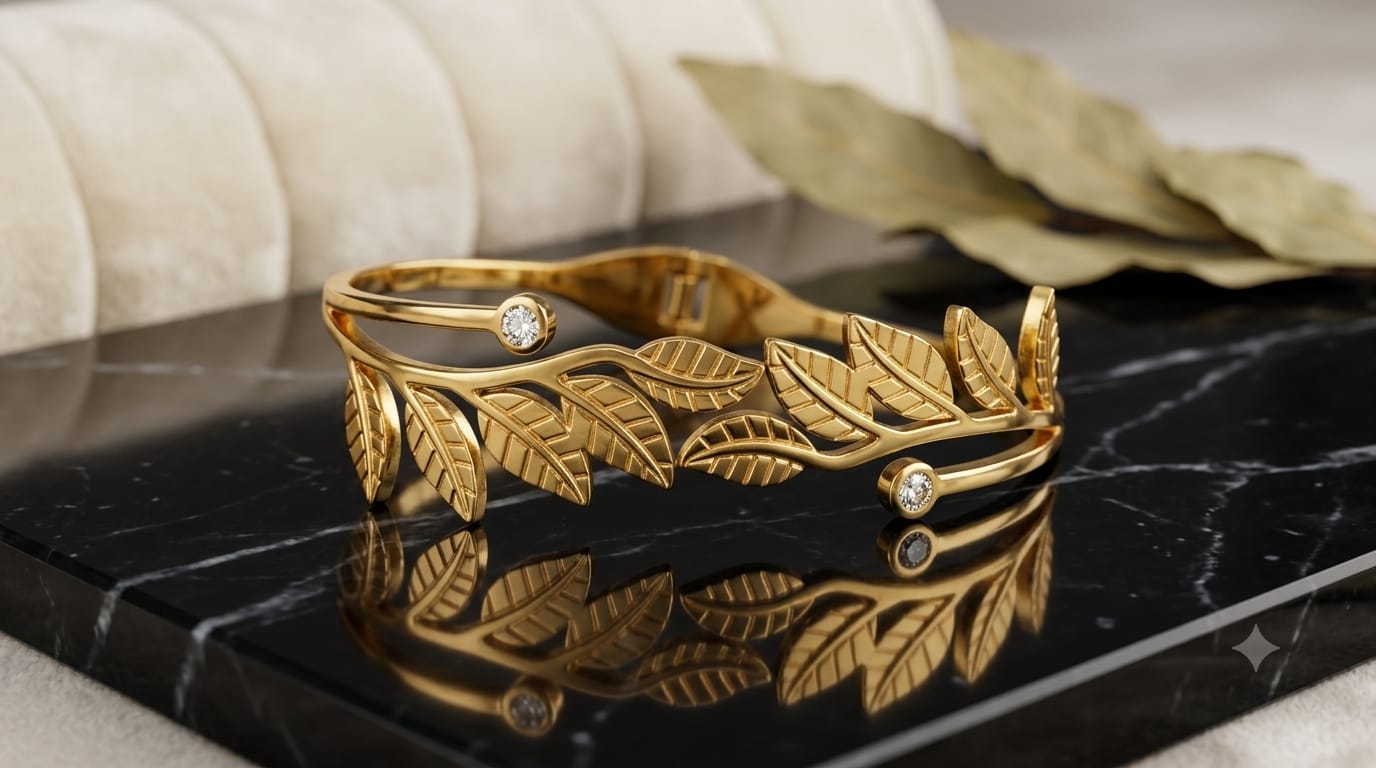 Botanical Leaf Golden Kada