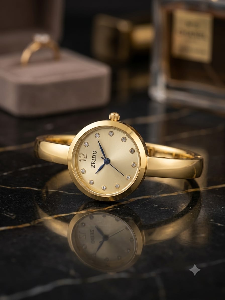 Minimalist Gold Bangle Watch