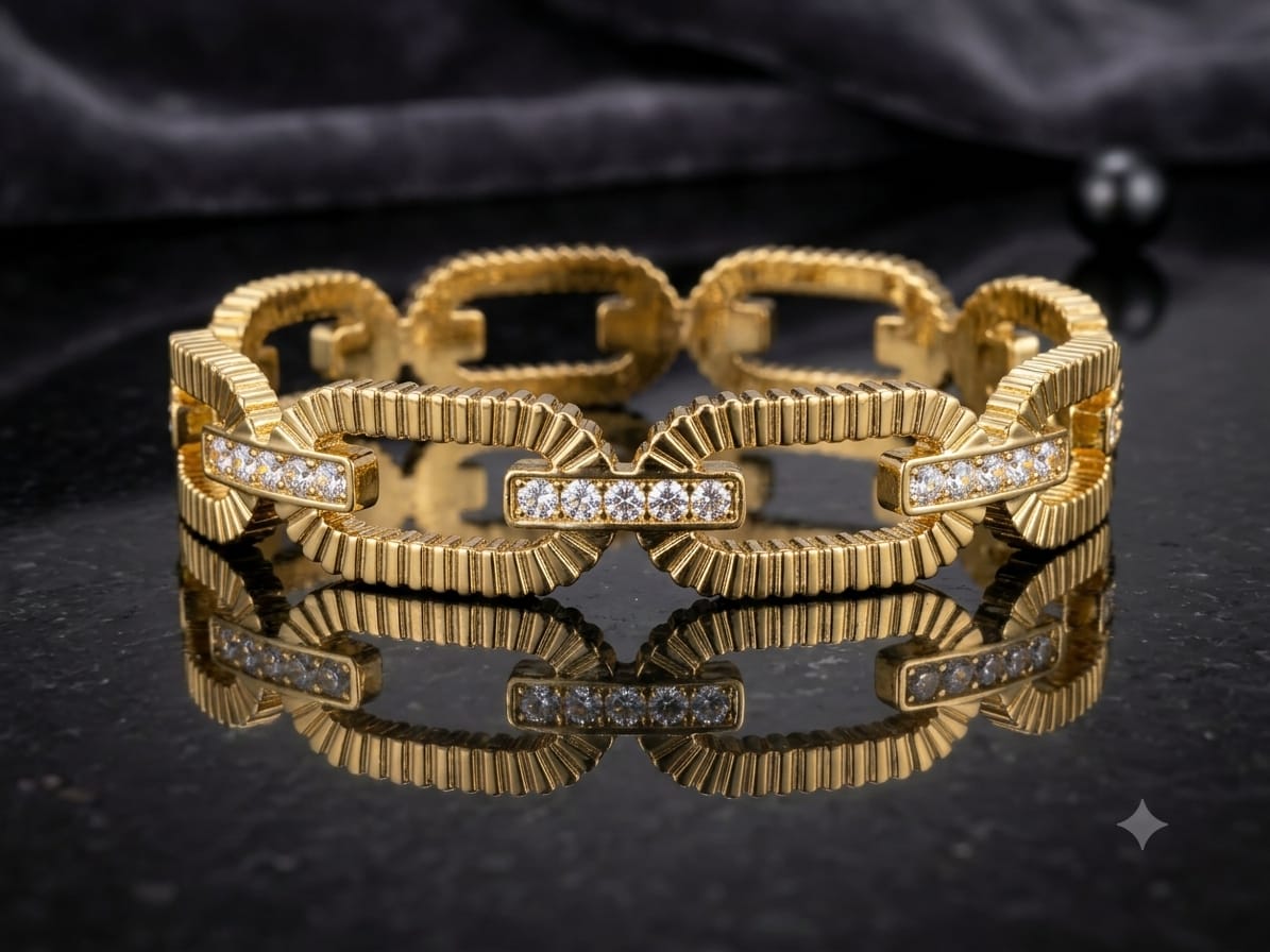 Ribbed Chain-Link Golden Kada