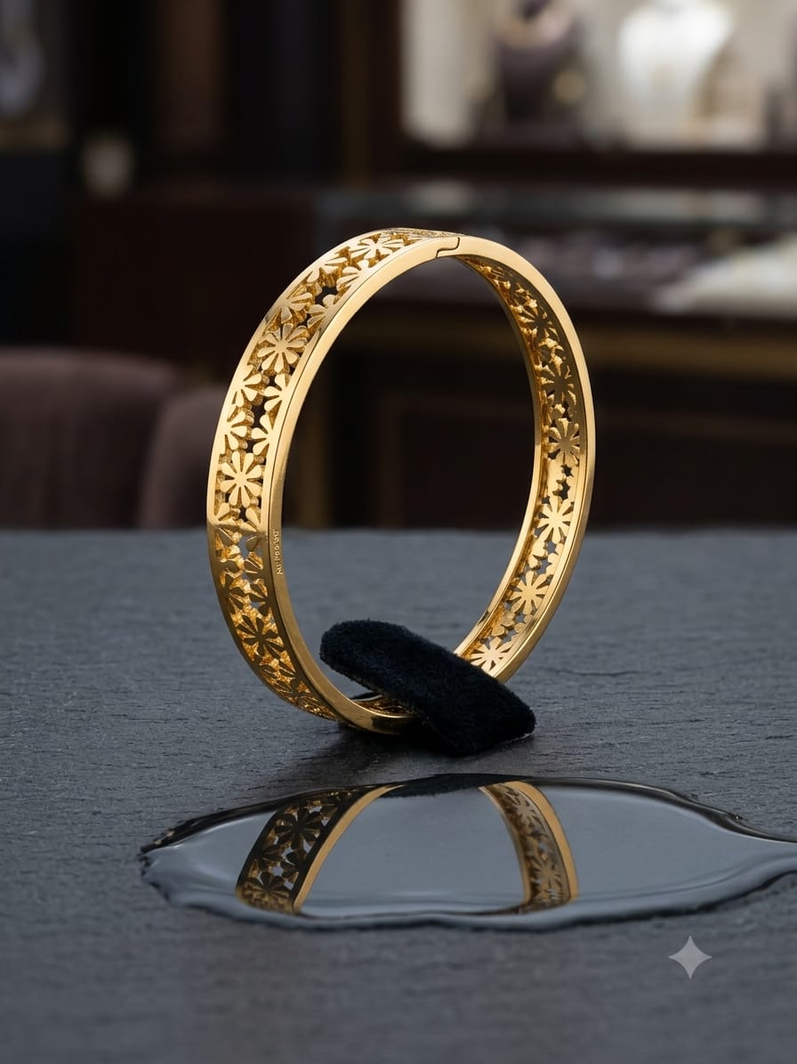 Floral Cut-Out Golden Kada