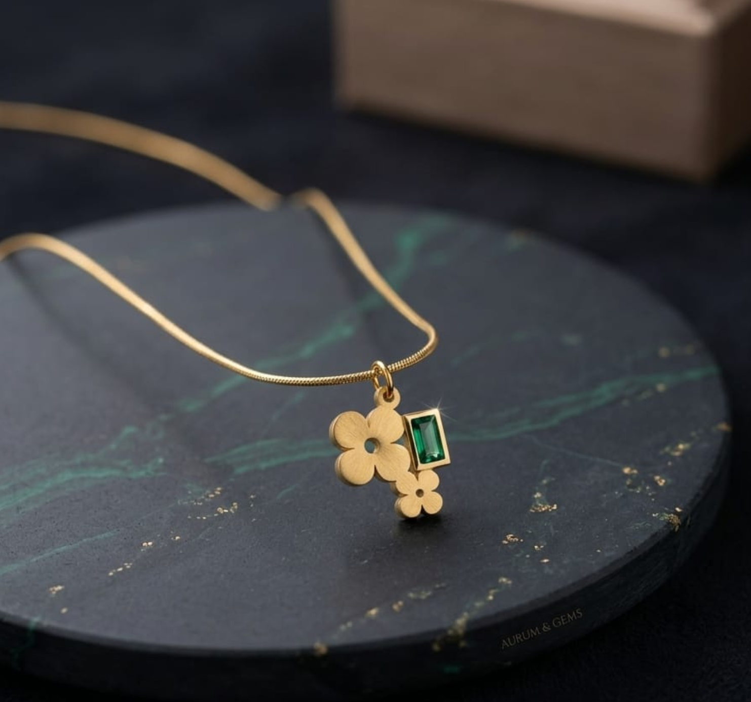 Golden Four-Leaf Clover Lariat Drop Necklace.
