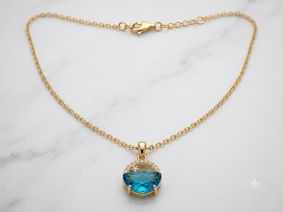 brilliant aquamarine-blue crystal necklace