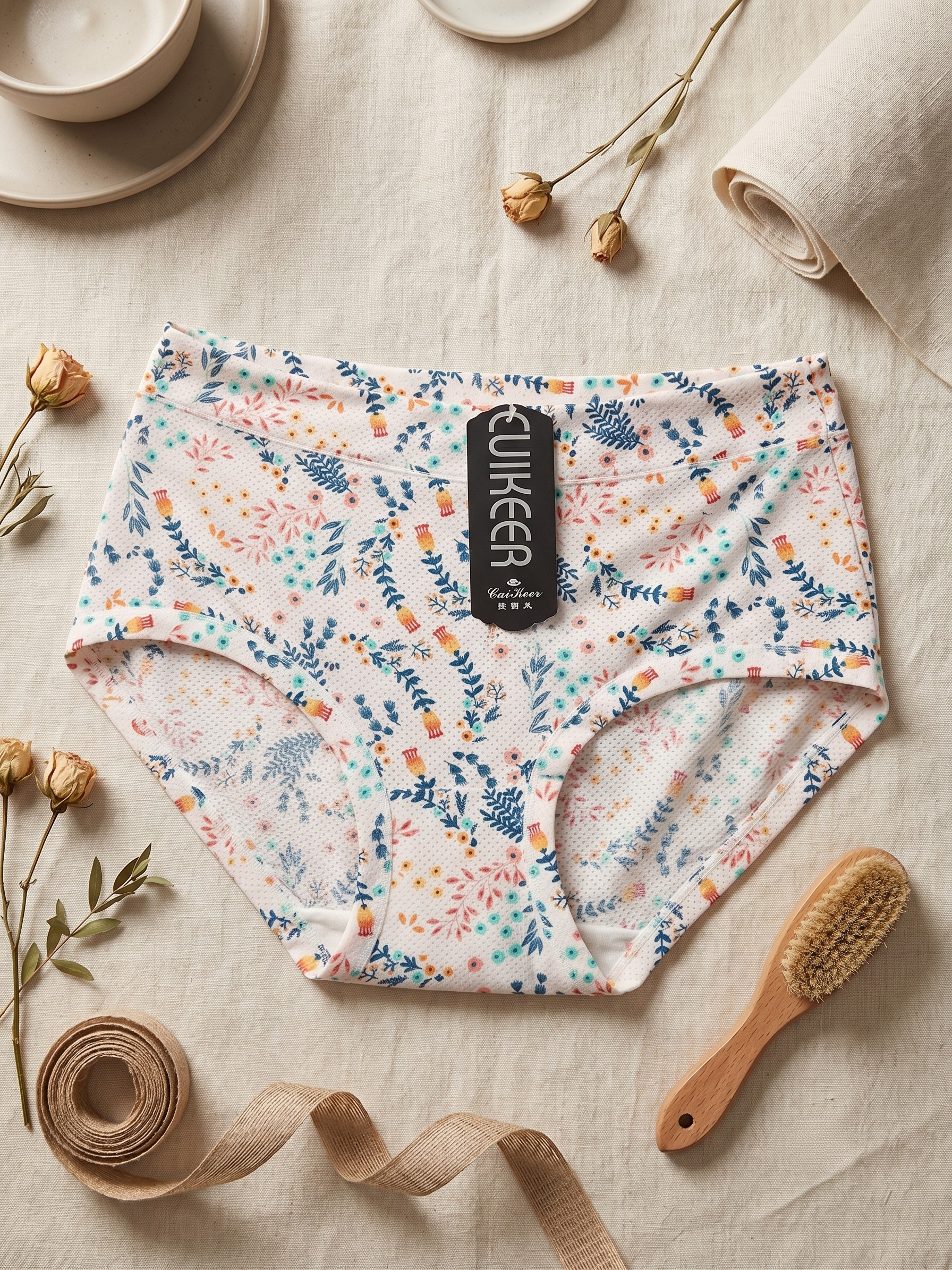 korean floral botanical panty